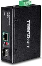 TRENDnet Industrial SFP to Gigabit PoE+ Media Converter,TI-PF11SFP, Black