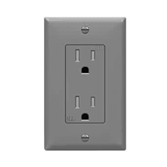 Enerlites Decorator Receptacle Outlet with Wall Plate, Tamper-Resistant, Gloss Finish