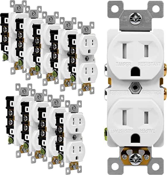 Enerlites Duplex Receptacle Outlet, Tamper-Resistant Electrical Wall Outlets, Residential Grade