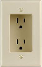 Leviton 689-I 15 Amp 1-Gang Recessed Duplex Receptacle, Residential Grade, Ivory