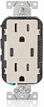 Leviton T5635-T 125 Volt Outlet w/USB Dual Type-C Power Delivery In-Wall Charger 15A, Light Almond