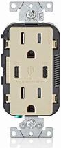 Leviton T5635-I 125 Outlet with USB Dual Type-C Power Delivery In-Wall Charger 15 Amp, Ivory