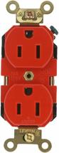 Leviton 5262-R 15-Amp, 125 Volt, Industrial Extra Heavy Duty Grade, Duplex Receptacle, Red