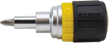 Klein Tools 32593 Multi-bit Ratcheting Screwdriver, 6-in-1 Stubby Tool