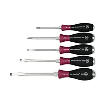Wiha 53390 Screwdrivers, Slotted and Phillips, Extra Heavy Duty, Non-Slip Grip, 5 Piece