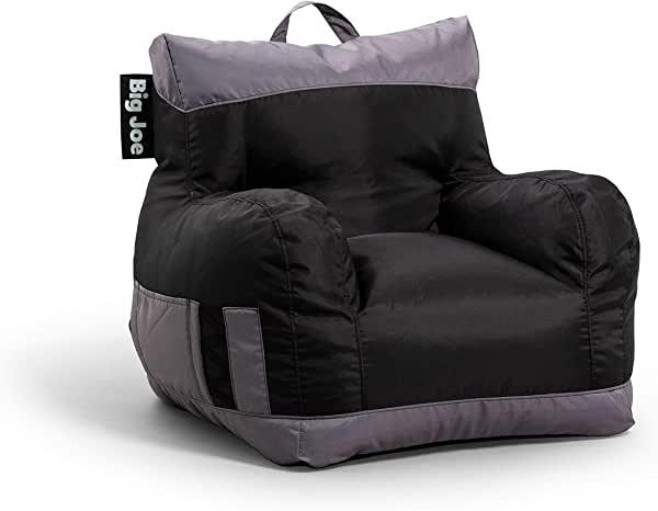 Big Joe Dorm Bean Bag Chair with Drink Holder and Pocket, Two Tone Black Smartmax, 3ft