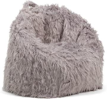 Big Joe Milano Bean Bag Chair, Gray Shag Fur, 2.5ft