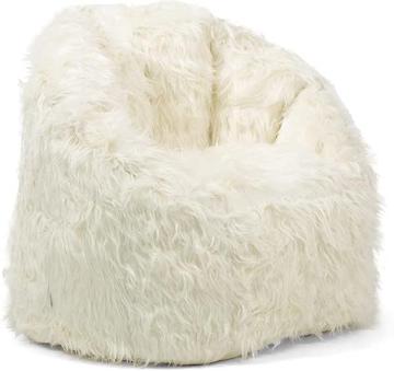 Big Joe Milano Bean Bag Chair, Ivory Shag Fur, 2.5ft