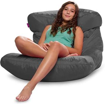 Posh Creations Laguna Large Bean Bag Chair, Soft Nylon-Charcoal Gray