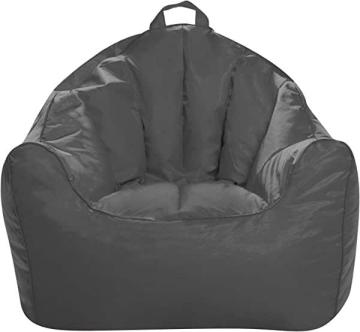 Posh Creations Structured Comfy Seat, Large Bean Bag Chair, Malibu Lounge, Charcoal Gray