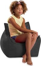 Posh Creations Structured Comfy Bean Bag Chair, Microsuede, Charcoal Gray