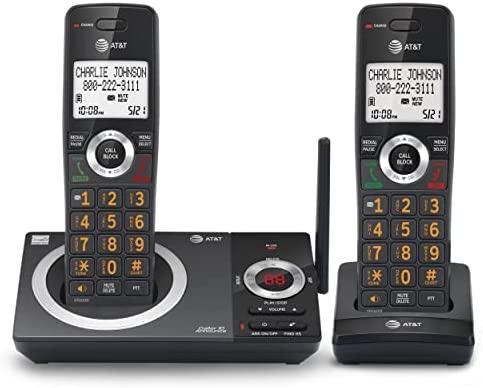 AT&T CL82219 DECT 6.0 2-Handset Cordless Phone for Home with Answering Machine, Black