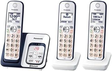 Panasonic KX-TGD563A Expandable Cordless Phone System with Link2Cell Bluetooth, Navy Blue/White