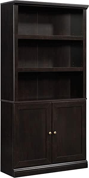 Sauder Miscellaneous Bookcase with Doors, Estate Black finish