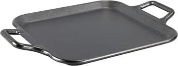 Lodge P12SGL3 12 Inch Seasoned Cast Iron Square Griddle with Loop Handles