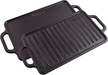 Victoria 13-by-8.25-Inch Rectangular Cast-Iron Griddle, Preseasoned Reversible Griddle