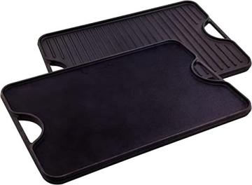 Victoria 20-by-14-Inch Rectangular Cast-Iron Griddle, Preseasoned Reversible Griddle