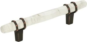 Amerock Cabinet Pull Marble White/Oil-Rubbed Bronze  3-3/4 inch (96 mm) Center to Center Carrione