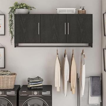 SystemBuild Camberly 3 Door Wall Cabinet with Hanging Rod, Black Oak