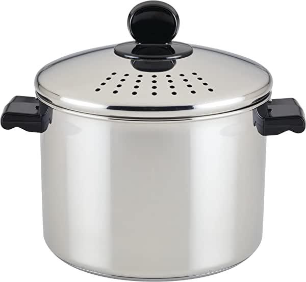 Farberware Classic Series Stainless Steel 8-Quart Covered Straining Stockpot, Silver