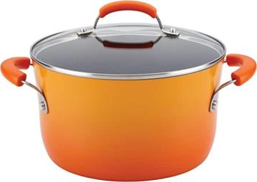 Rachael Ray Brights Nonstick Stock Pot/Stockpot with Lid - 6 Quart, Orange