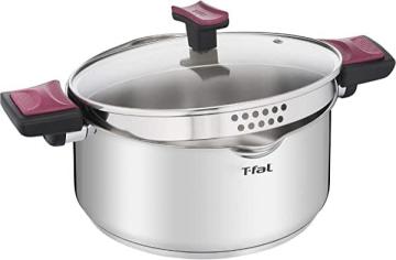 T-fal Stainless Steel with Easy-Lock System Cook & Clip, 5-Quart, Silver