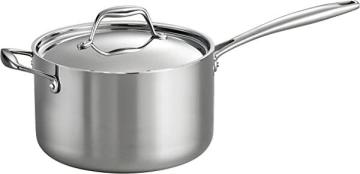 Tramontina 80116/024DS Covered Sauce Pan with Helper Handle Stainless Steel Tri-Ply Clad, 4-Quart