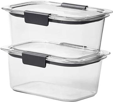 Rubbermaid 2-Piece Brilliance Food Storage Containers with Lids, 4.7-Cup, Clear/Grey