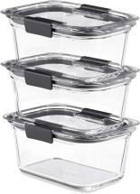 Rubbermaid Brilliance Glass Storage 4.7-Cup Food Containers with Lids, Clear (Pack of 3)
