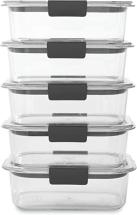 Rubbermaid 10-Piece Brilliance Food Storage Containers, 3.2-Cup, Clear/Grey, 5-Pack