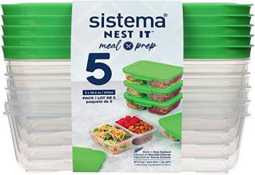 Sistema Nest It Meal Prep Food Storage Containers with Lids, 2 Compartments, 10-Pack, Green