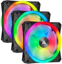 Corsair QL Series, Ql120 RGB, 120mm RGB LED Fan, Triple Pack with Lighting Node Core, Black