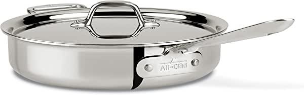 All-Clad D3 3-Ply Stainless Steel Sauté Pan with Lid 3 Quart