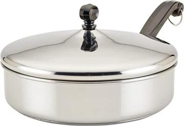 Farberware Classic Stainless Steel Saute Fry Pan with Lid, 2.75 Quart, Silver