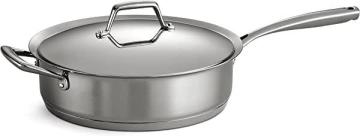 Tramontina Covered Deep Saute Pan Stainless Steel Tri-Ply Base, 5 Qt
