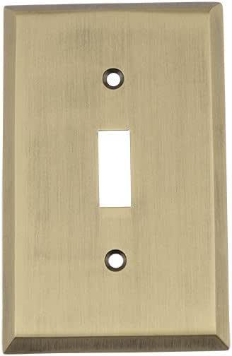 Nostalgic Warehouse 719698 New York Switch Plate with Single Toggle, Antique Brass