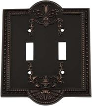 Nostalgic Warehouse 719639 Meadows Switch Plate with Double Toggle, Timeless Bronze
