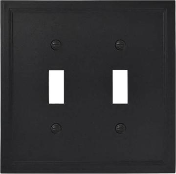 Questech Décor Double Toggle Insulated Light Switch Cover, Graphite Black