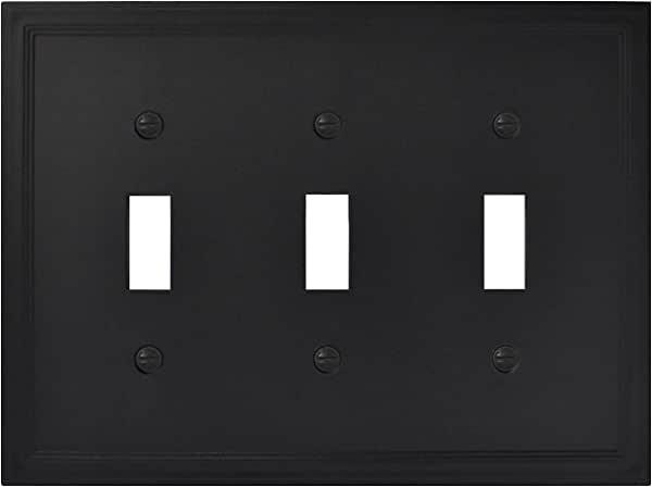 Questech Décor Triple Toggle Insulated Light Switch Cover, Graphite Black