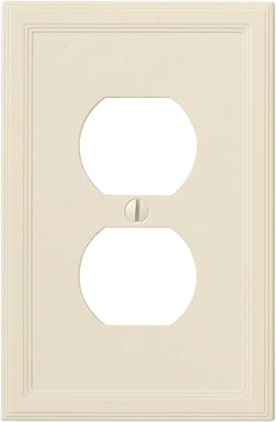 Questech Décor Single Duplex Insulated Electrical Outlet Cover Wall Plate, Almond