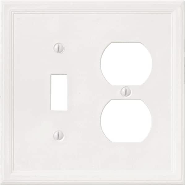Questech Décor Single Toggle/Single Duplex Combo Light Switch Cover, White