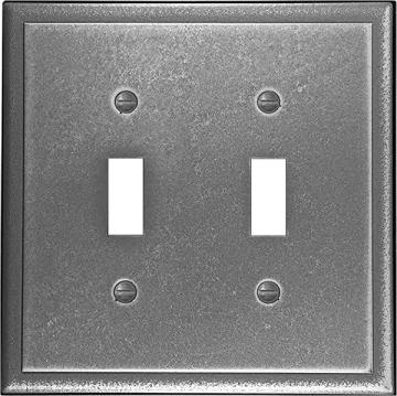 Questech Décor Double Toggle Light Switch Cover, Brushed Nickel Finish