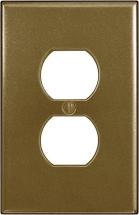 Questech Décor Single Duplex Electrical Outlet Cover Wall Plate, Gold Finish