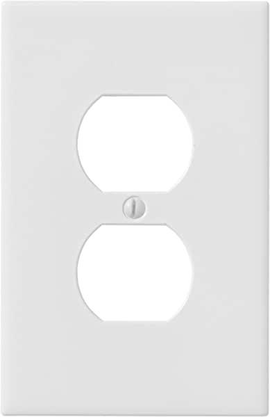 Questech Décor Single Duplex Electrical Outlet Cover Wall Plate, Bright White Matte