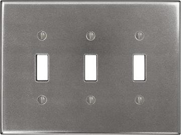 Questech Décor Triple Toggle Light Switch Cover, Brushed Nickel Finish