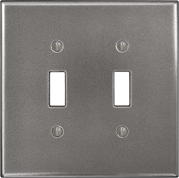 Questech Décor Double Toggle Light Switch Cover, Brushed Nickel Finish
