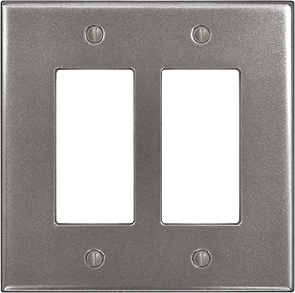 Questech Décor Double Rocker Light Switch Cover, Brushed Nickel Finish