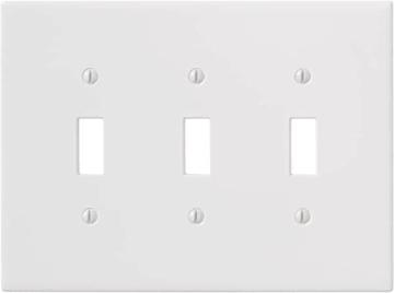 Questech Décor Triple Toggle Light Switch Cover, Bright White Matte