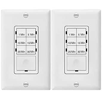 Enerlites Countdown Timer Switch for bathroom fans and household lights, White