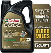 Castrol Edge Euro 5W-30 A3/B4 European Advanced Full Synthetic Motor Oil, 5 Quarts